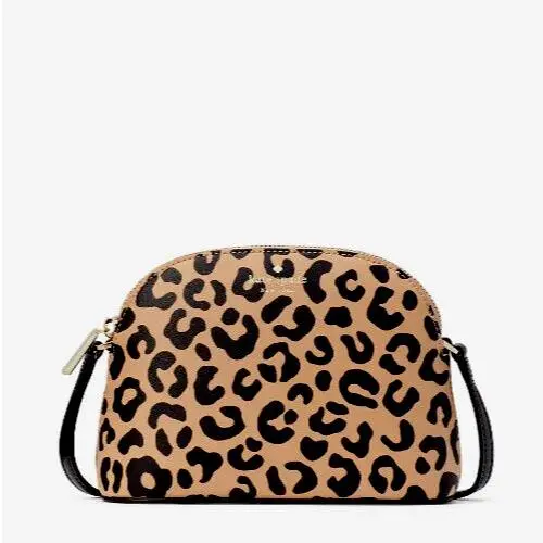 New Kate Spade Kali Small Dome Crossbody Leopard Print Neutral Multi