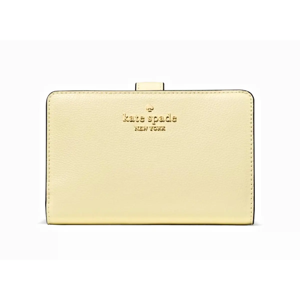 New Kate Spade Medium Compact Bifold Wallet Pebble Leather Lemon Fondant