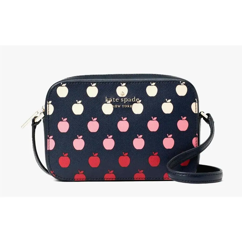 New Kate Spade Staci Orchard Toss Print Camera Bag Blazer Blue with Dust Bag