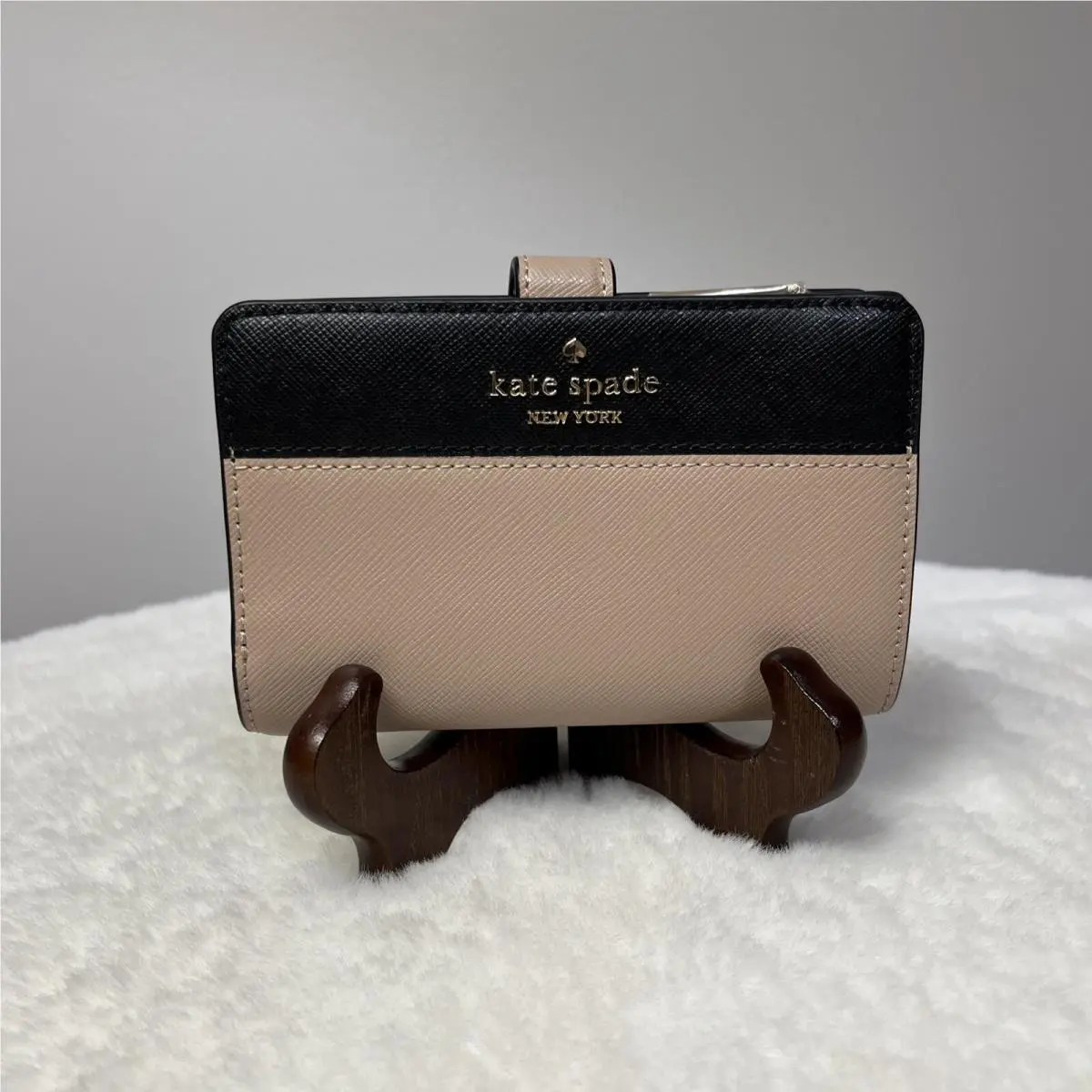 New Kate Spade Madison Medium Compact Colorblock Bifold Wallet Toasted Hazelnut