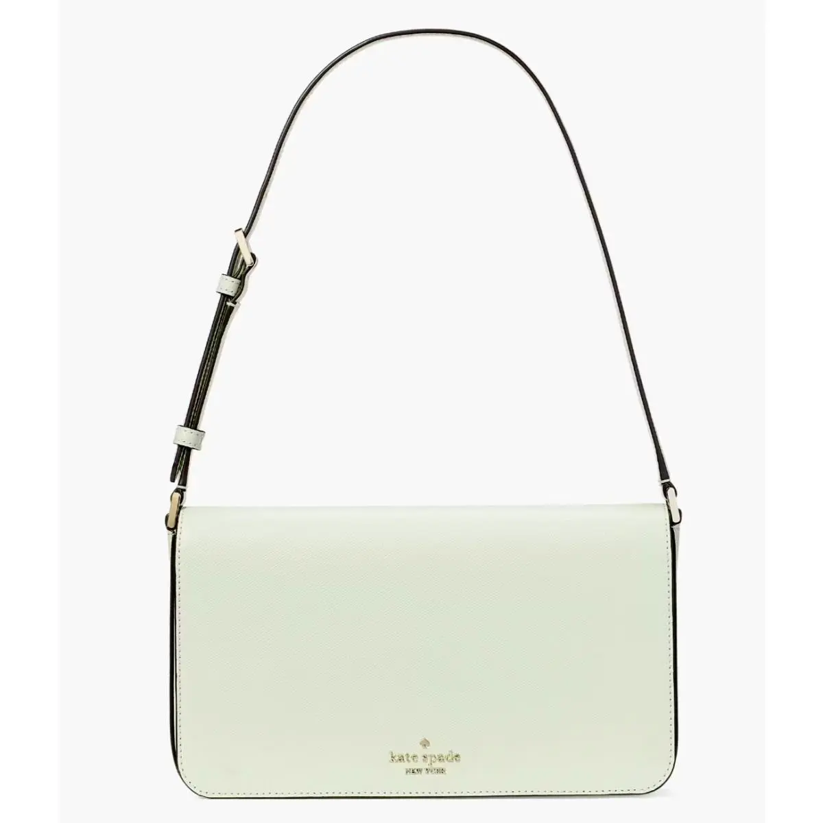 New Kate Spade Staci Flap Shoulder Bag Leather Light Olive with Dust Bag