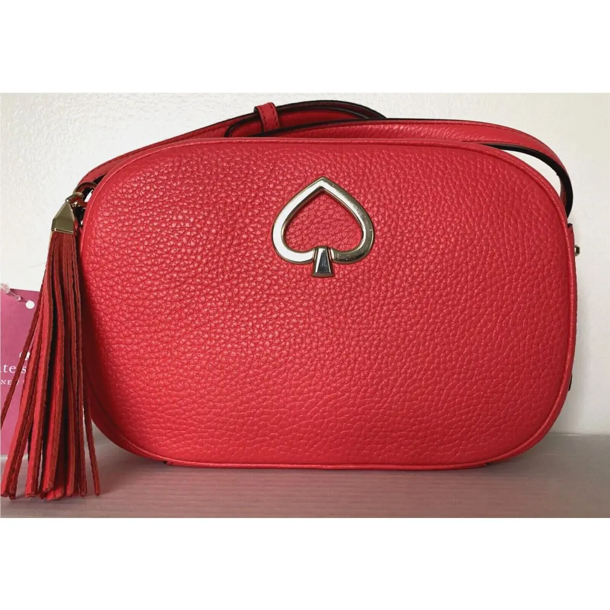 New Kate Spade Kourtney Camera Bag Pebble Leather Stoplight Red with Dust Bag