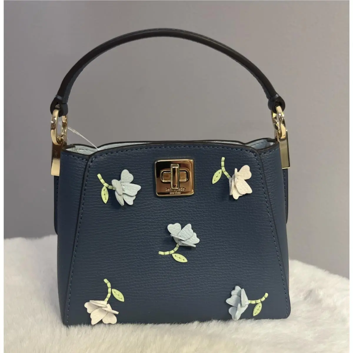 Kate Spade Phoebe Mini Top Handle Floral Applique Bluestone