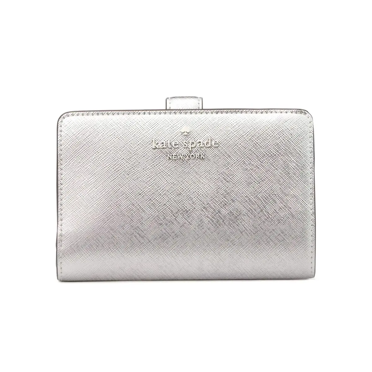 New Kate Spade Madison Metallic Medium Compact Bifold Wallet Lunar Light