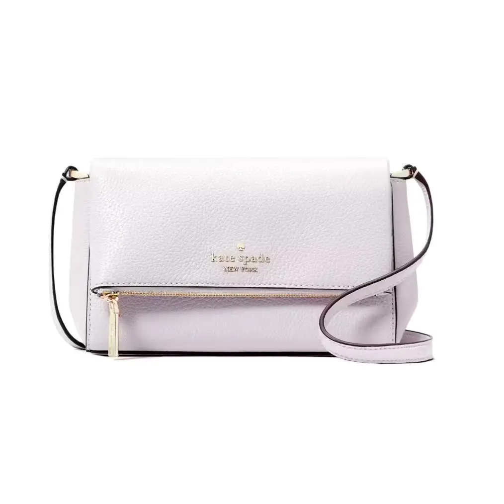 New Kate Spade Leila Mini Zip Crossbody Pebble Leather Lilac Moonlight