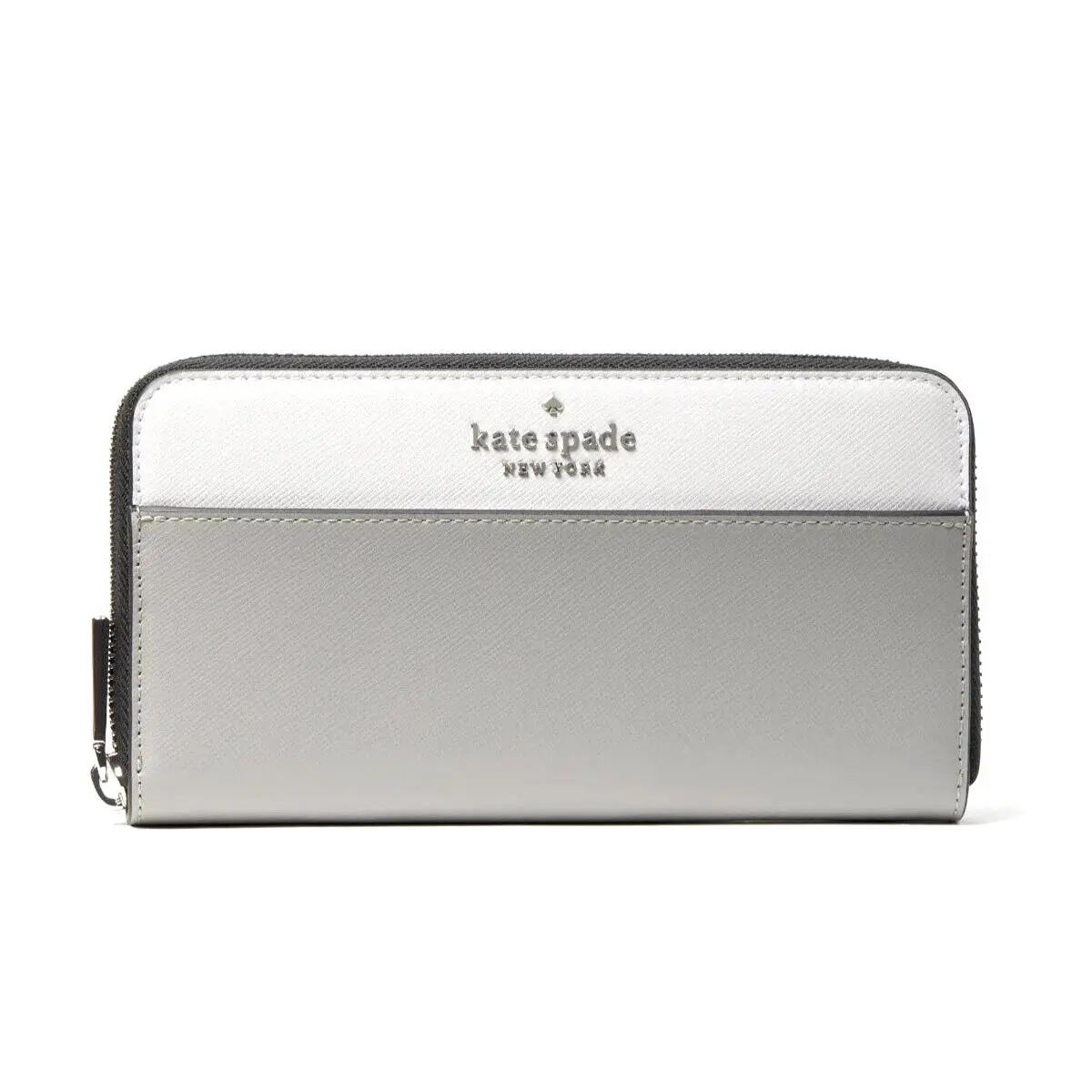 New Kate Spade Staci Colorblock Large Continental Wallet Leather Nimbus Grey
