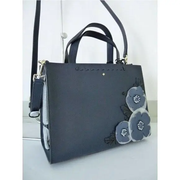 Kate Spade Madison Ave Alpine Drive Sam Navy Eden Leather Satchel/cross-body