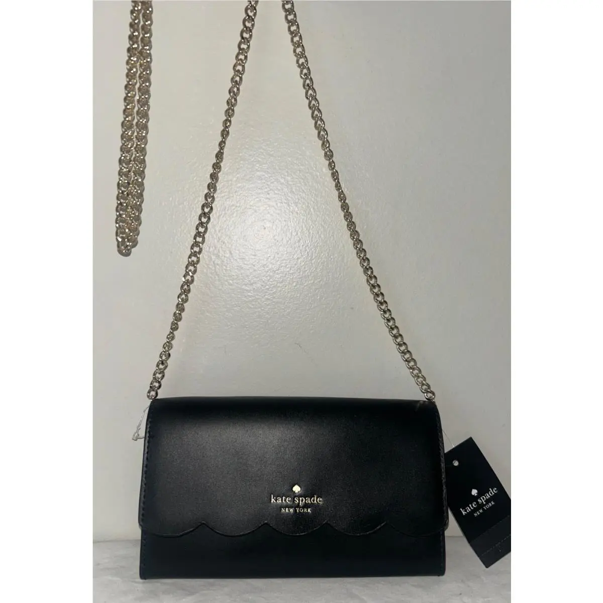 New Kate Spade New York Gemma Wallet on Chain Leather Shoulder Bag Black