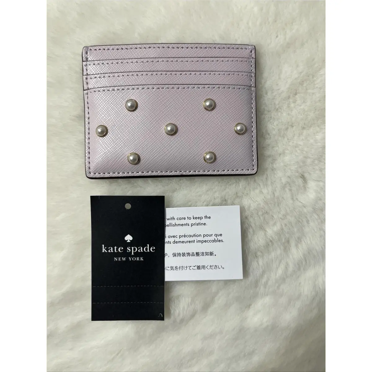 Kate Spade Madison Studded Pearls Small Slim Card Holder