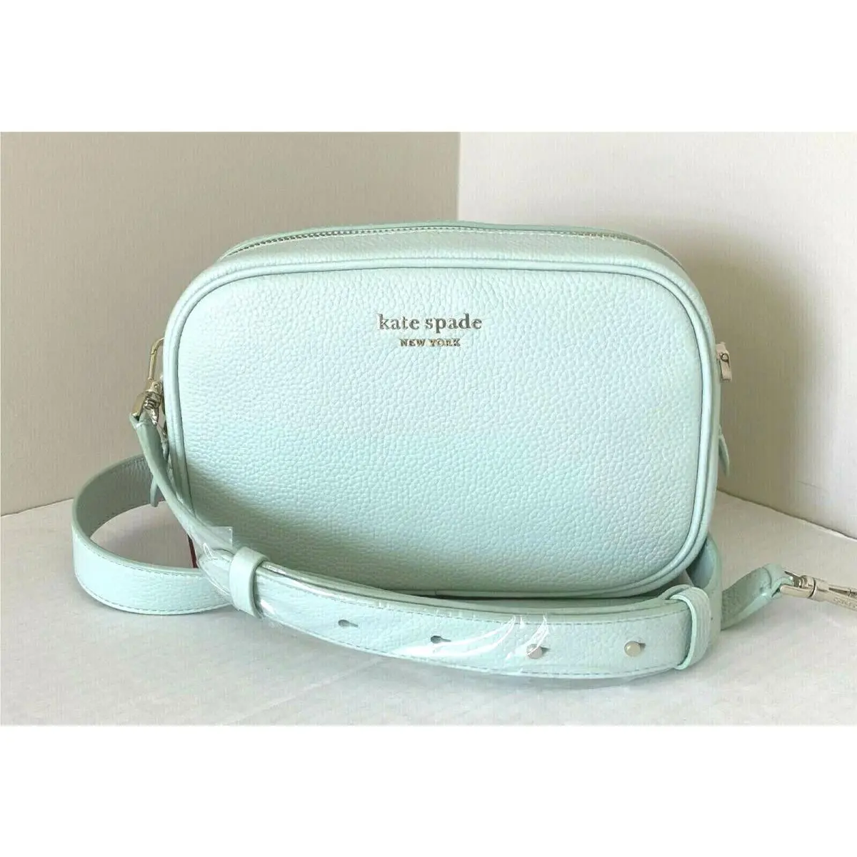 New Kate Spade Astrid Medium Camera Bag Leather Crystal Blue Green with Dust Bag