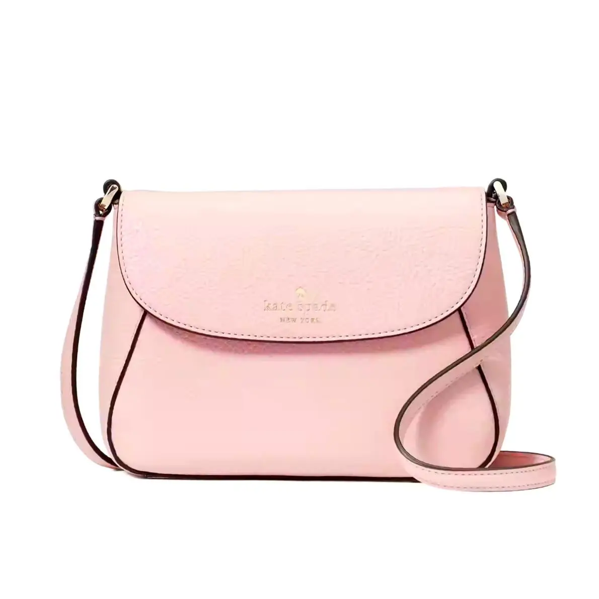 New Kate Spade Monica Small Flap Crossbody Bag Pebble Leather Tea Rose
