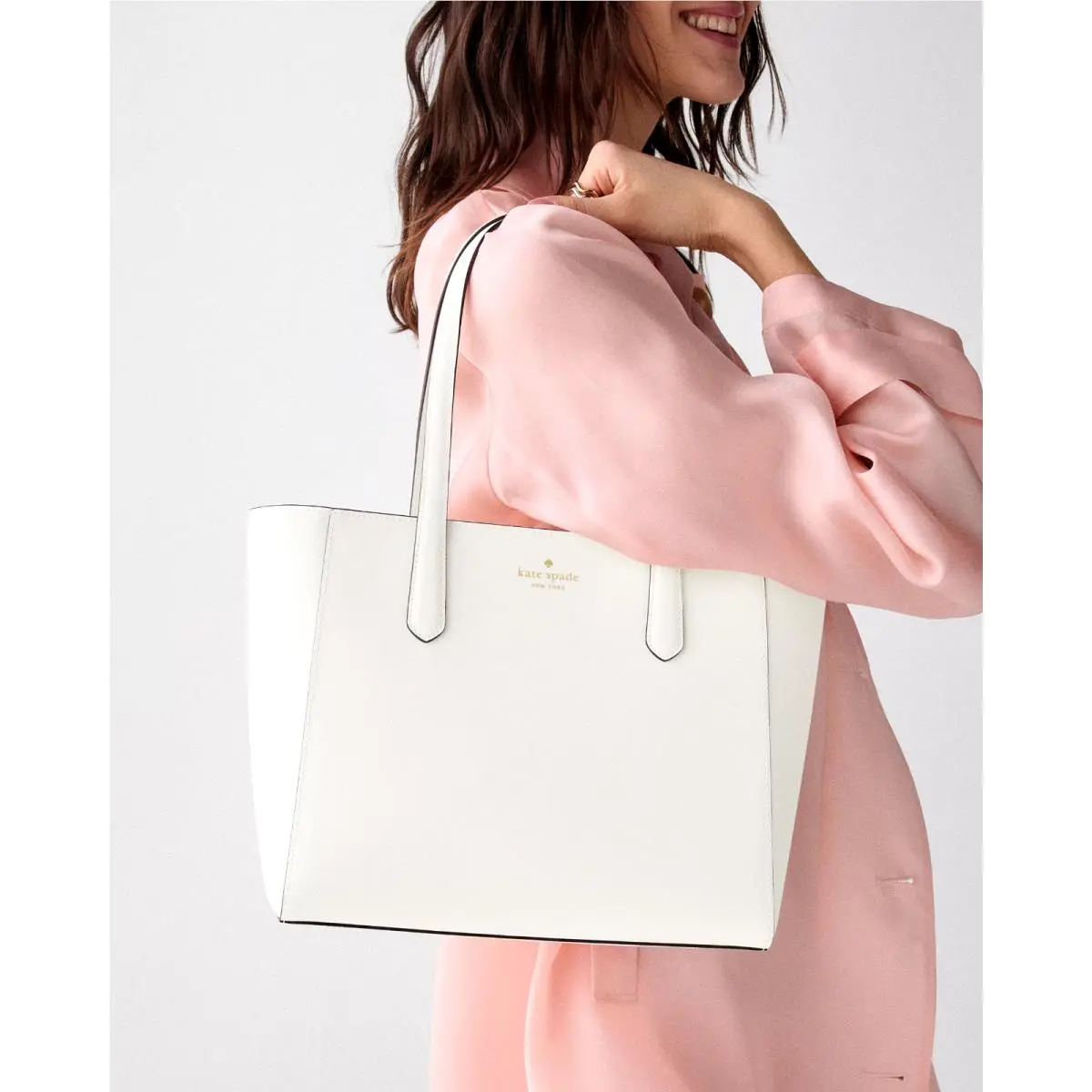 New Kate Spade New York Tote Bag Saffiano Meringue with Dust Bag