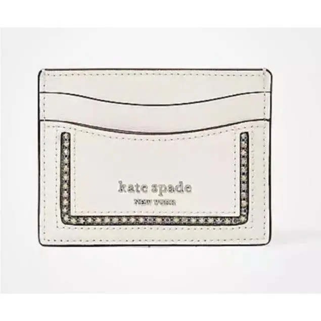 Kate Spade Morgan Crystal Inlay Small Slim Card Holder Cream Multi