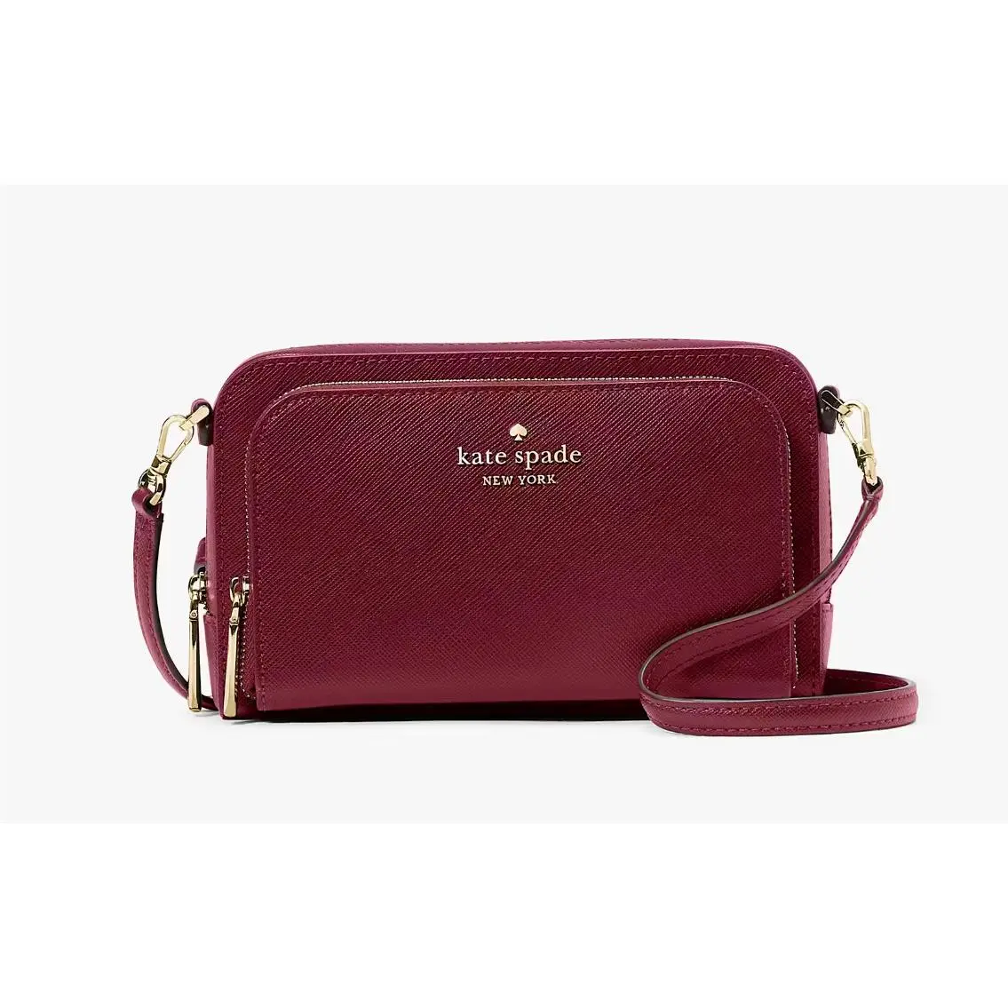 New Kate Spade Staci Dual Zip Around Crossbody Blackberry Preserves / Dust Bag