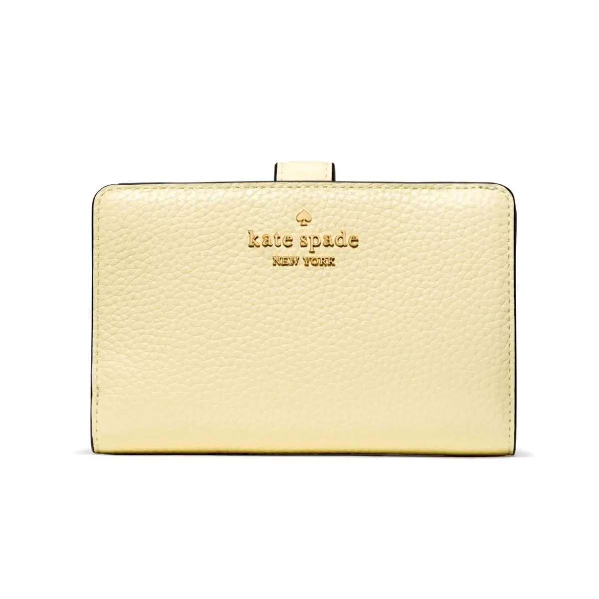 New Kate Spade Medium Compact Bifold Wallet Pebble Leather Lemon Fondant