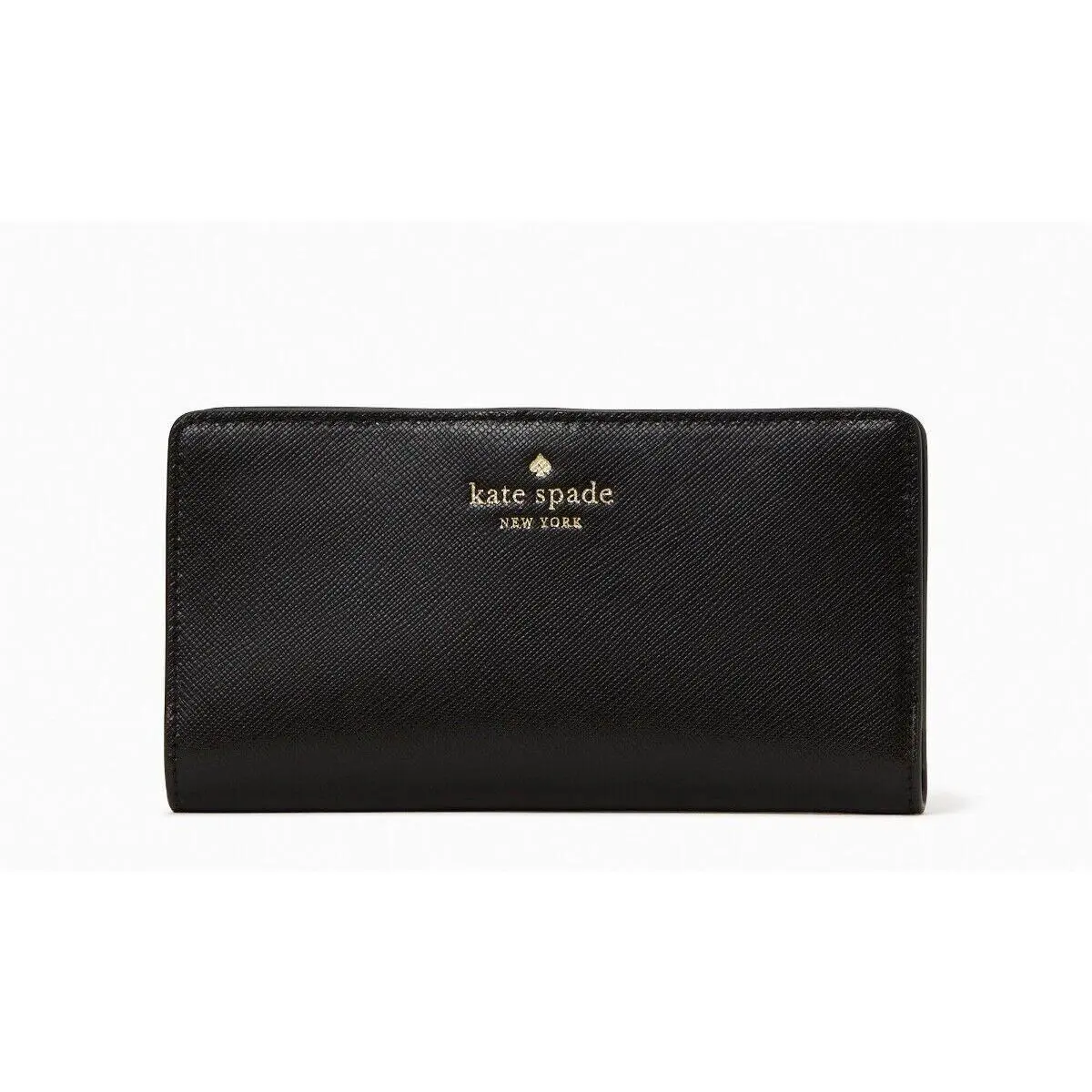 New Kate Spade Jana Saffiano Leather Large Slim Bifold Black