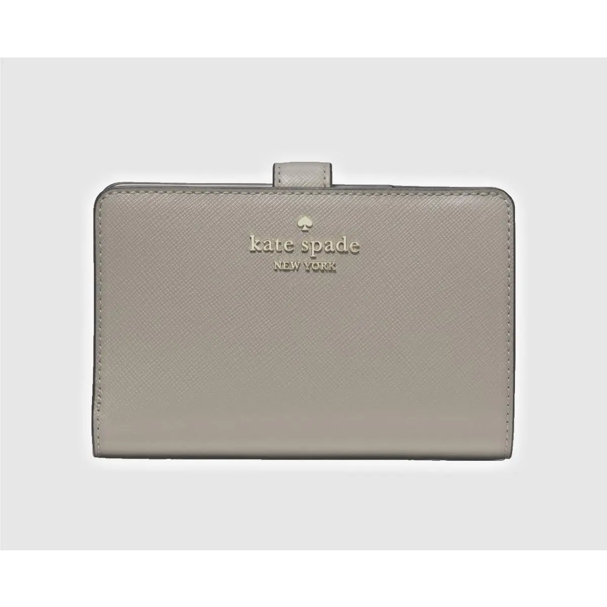 New Kate Spade Medium Compact Bifold Wallet Saffiano Leather Oyster Shell