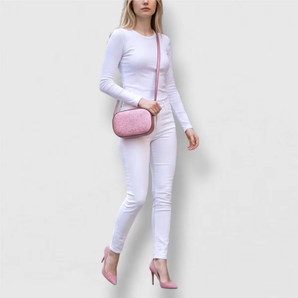 Kate Spade Women’s Glitter Pink Crossbody Bag Adjustable Strap RV$299