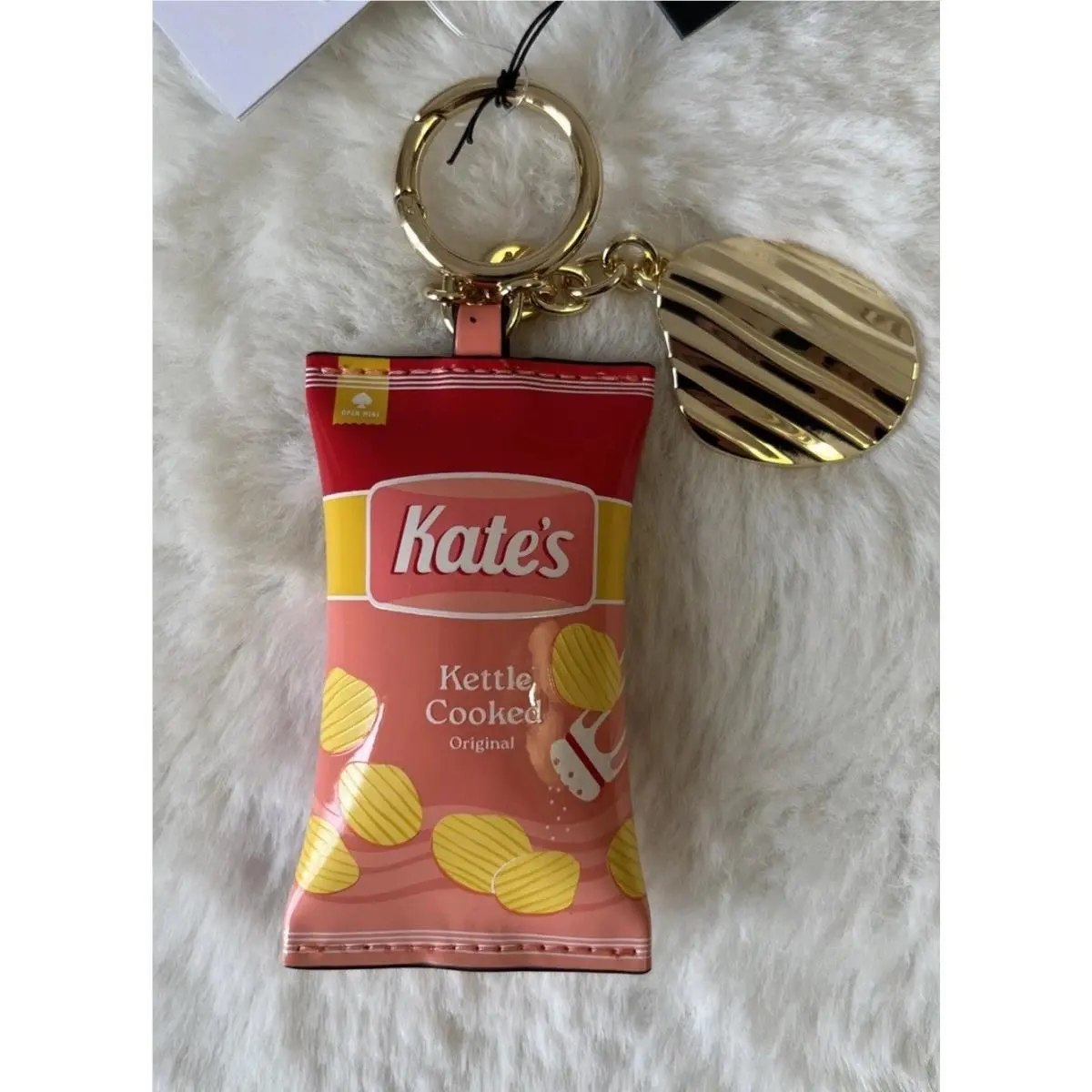 Kate Spade Snack Time Chips Patent Bag Charm Key Fob Keychain Multi