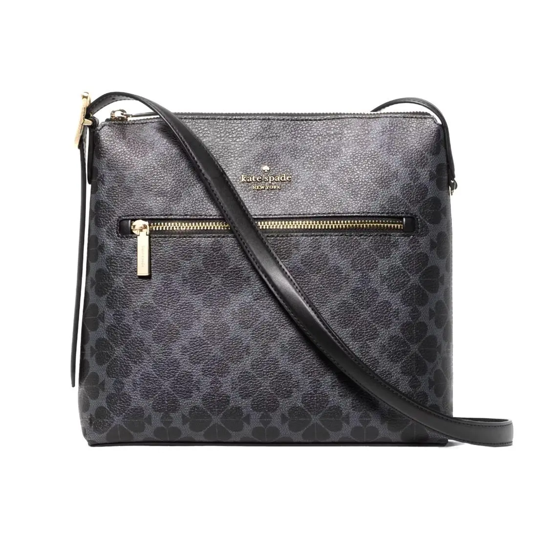 New Kate Spade 454 Spade Flower Large Swingpack Buckle Crossbody Black