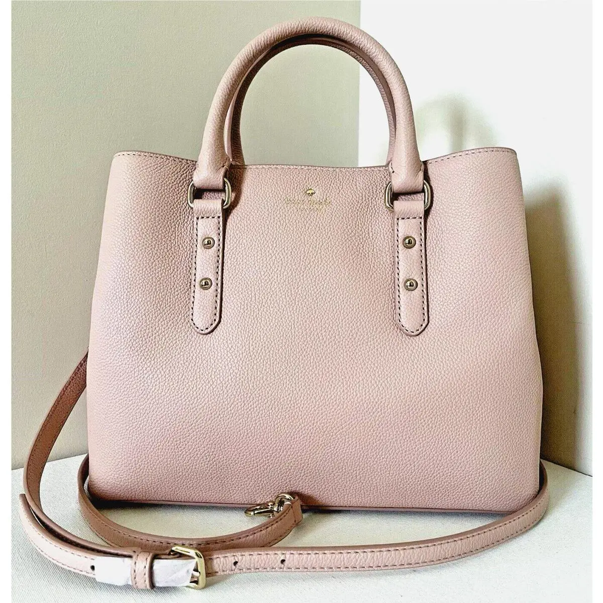 New Kate Spade Evangelie Larchmont Avenue Satchel Pebble Warm Vellum