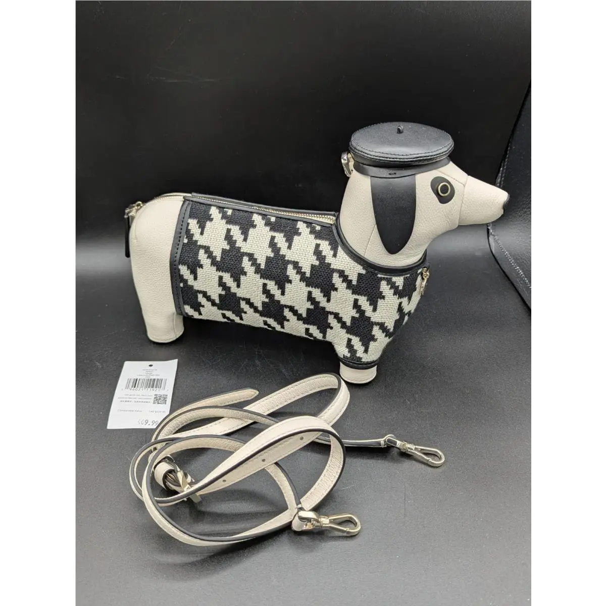Kate Spade Dachshund Claude Houndstooth Crossbody Bag