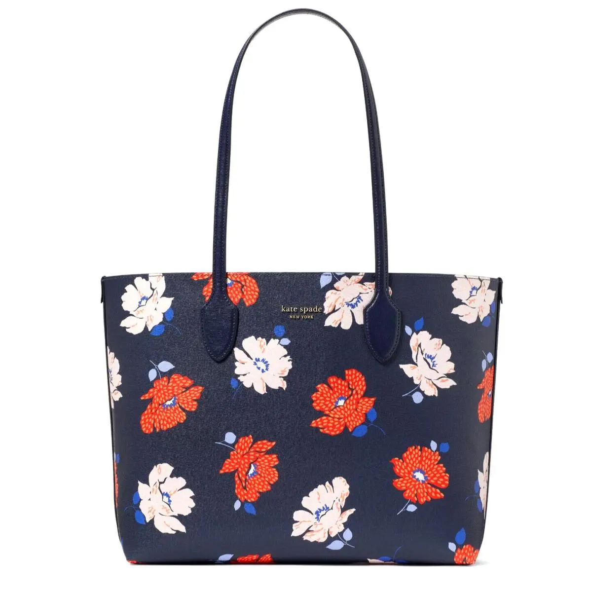 New Kate Spade Bleecker Dotty Floral Large Saffiano Tote Parisian Navy /dust Bag