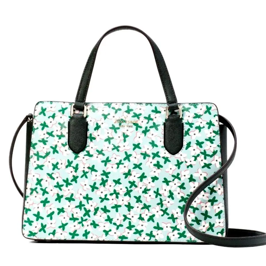 New Kate Spade Reese Laurel Way Satchel Saffiano Floral Aphrodite Green