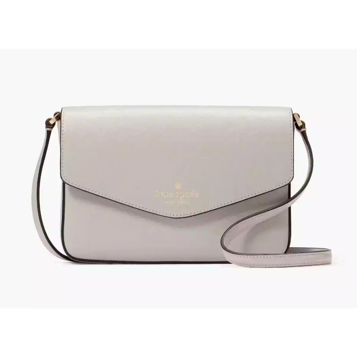 New Kate Spade Sadie Envelope Crossbody Platinum Grey with Dust Bag