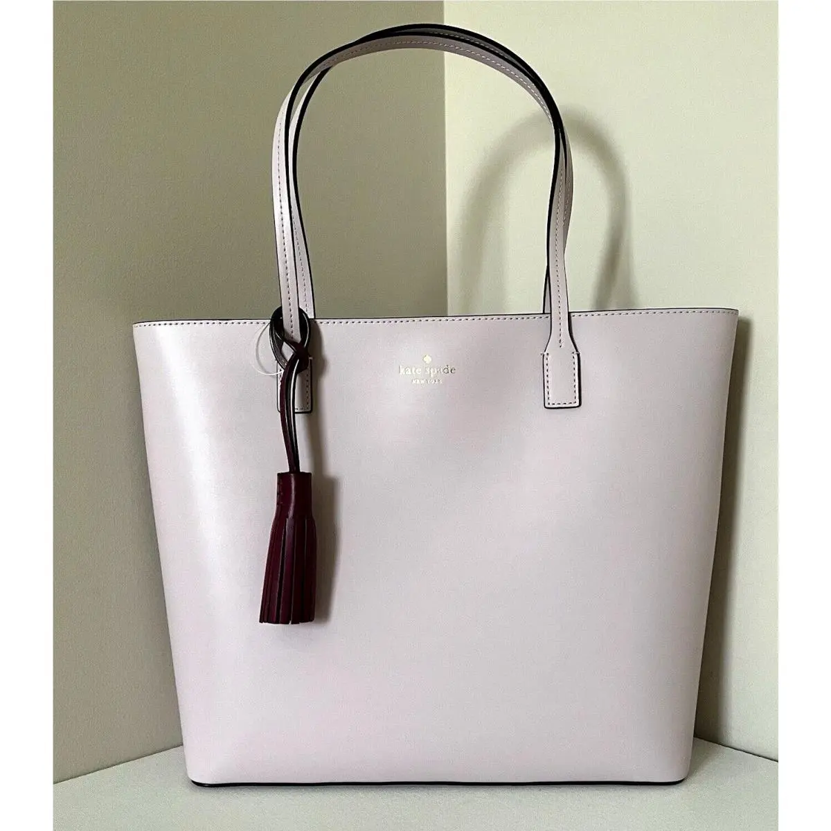 New Kate Spade Karla Wright Place Tote Leather Plum Dawn / Rioja with Dust Bag