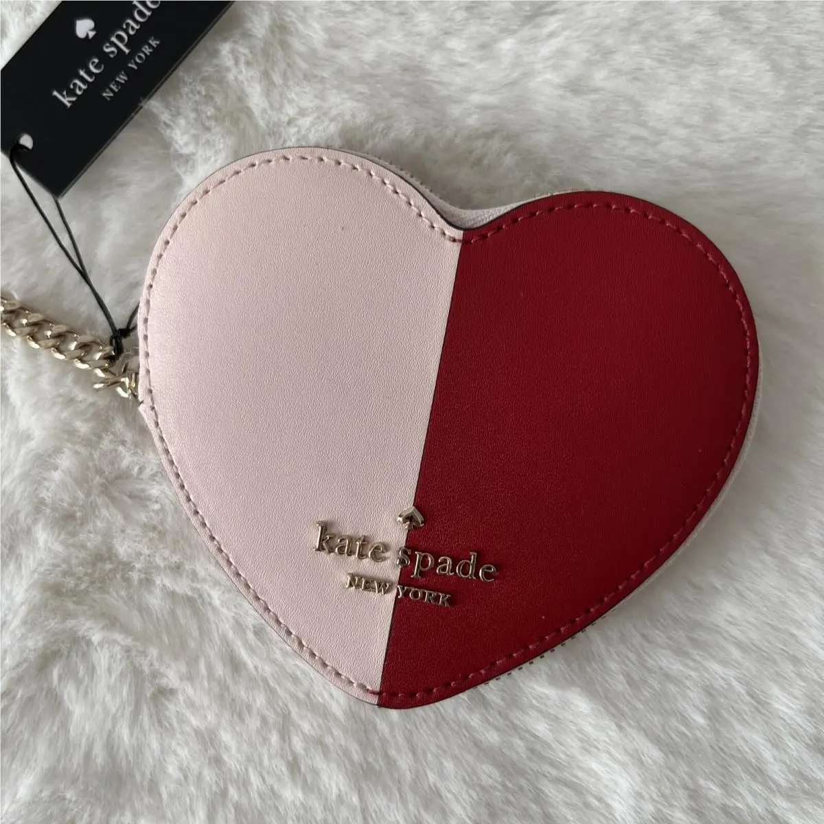 Heart Love Shack Pink Red Coin Purse Key Ring Key Fob by Kate Spade