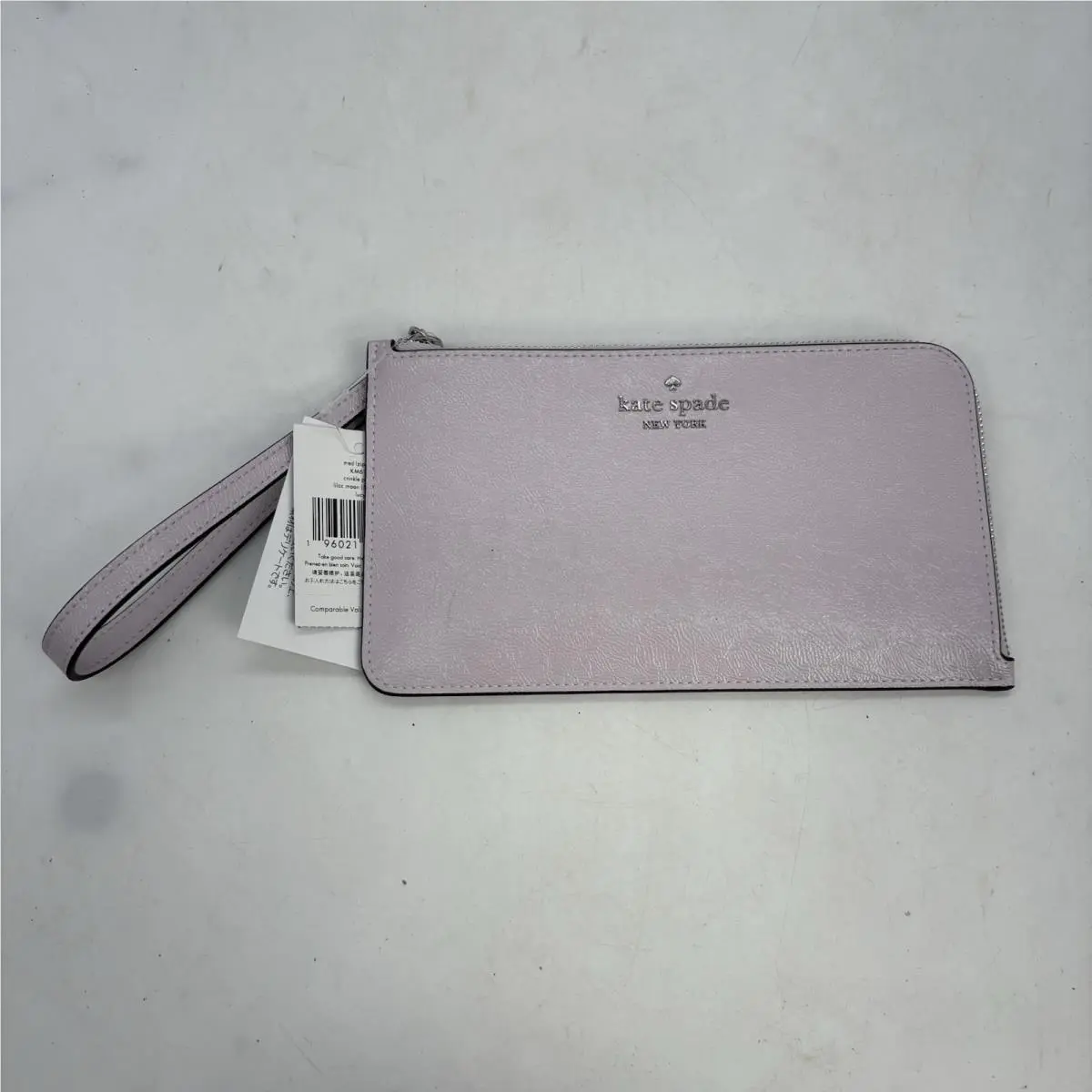 Kate Spade Lucy L-zip Wristlet Bag Saffiano Leather Lilac Moon Pastel Lavender