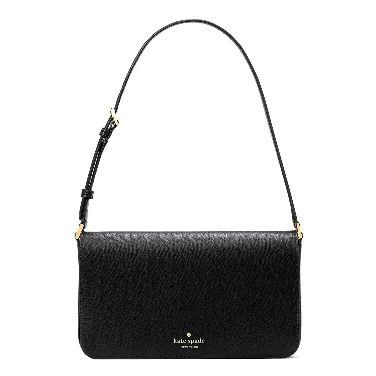 New Kate Spade Staci Flap Shoulder Bag Saffiano Leather Black