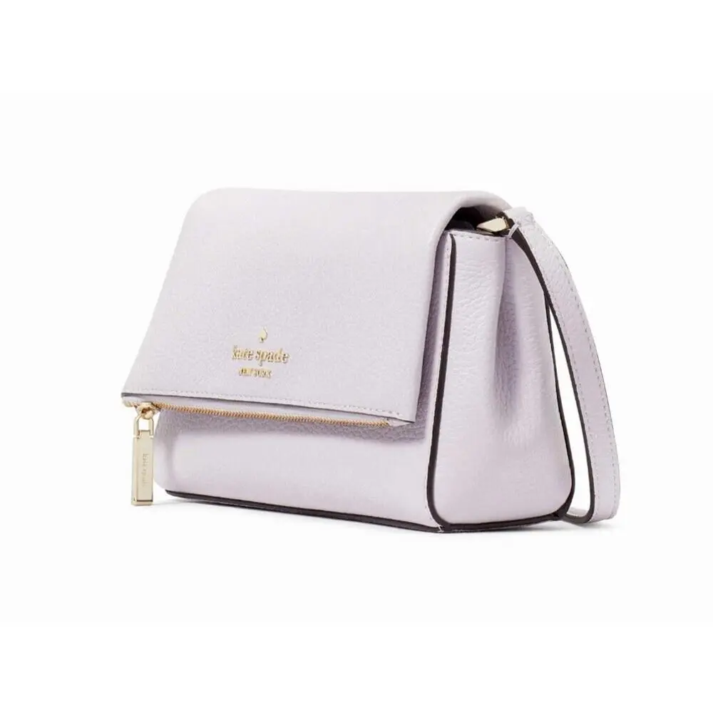 New Kate Spade Leila Mini Zip Crossbody Pebble Leather Lilac Moonlight /dust Bag
