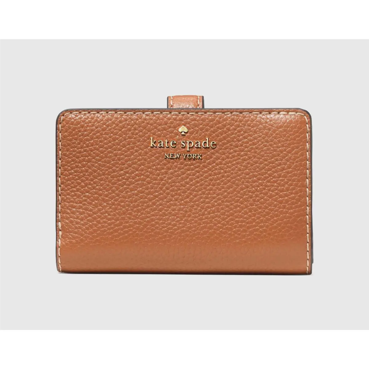 New Kate Spade Medium Compact Bifold Wallet Pebble Leather Warm Gingerbread