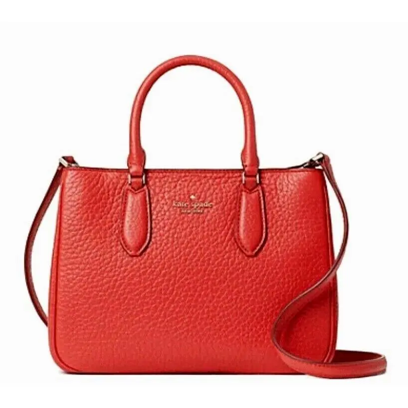 New Kate Spade Leighton Small Satchel Pebble Leather Digital Red with Dust Bag