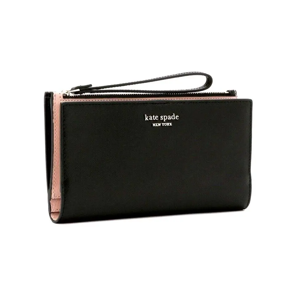 New Kate Spade Spencer Continental Wristlet Saffiano Leather Black