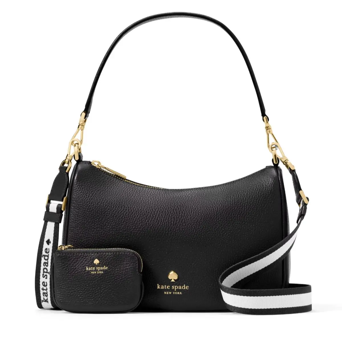New Kate Spade Emma Medium Shoulder Bag Pebble Leather Black with Dust Bag