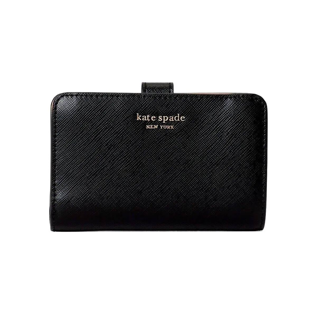 New Kate Spade Spencer Saffiano Leather Compact Wallet Black