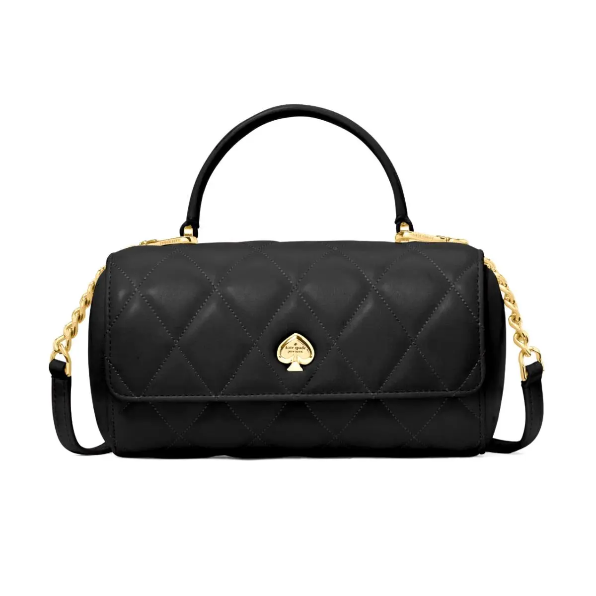 New Kate Spade Heart Barrel Quilted Crossbody Black with Dust Bag
