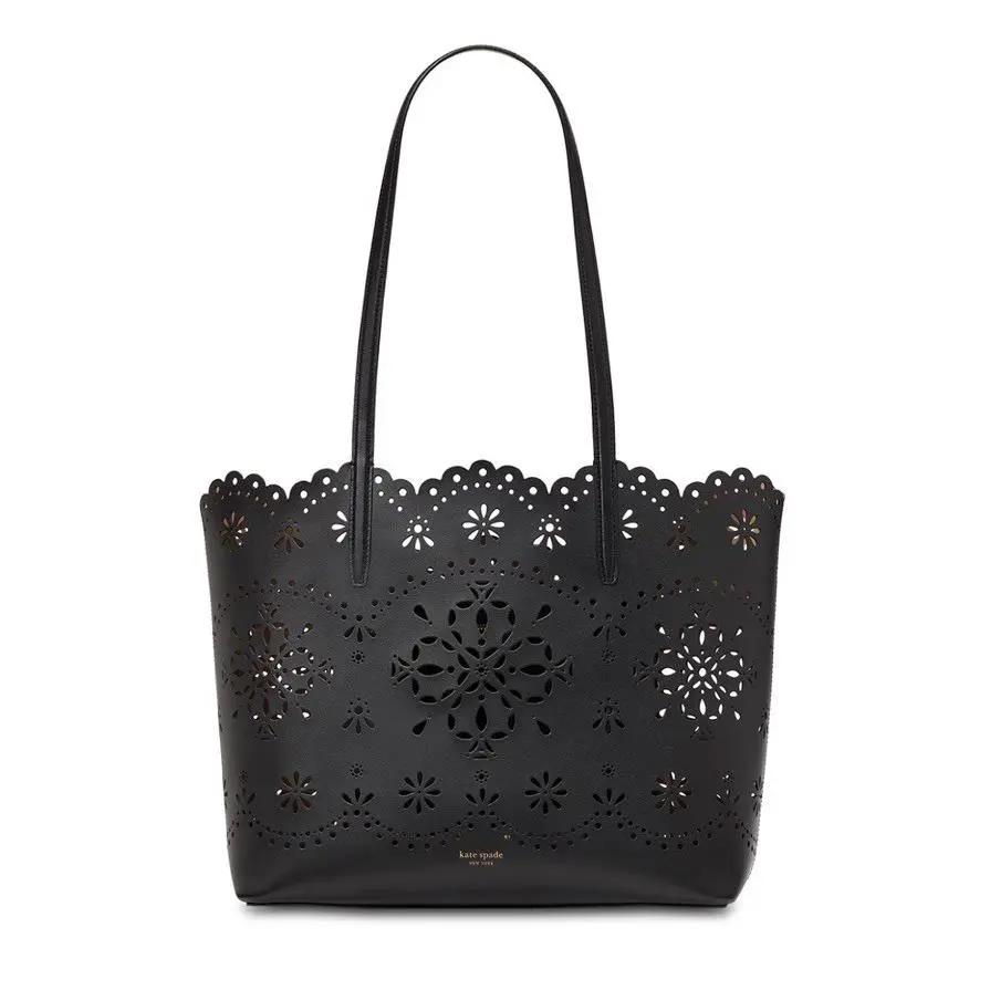 Do It All Perforated Large Tote Bag Black by Kate Spade