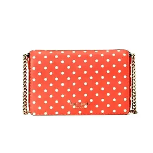 New Kate Spade Spencer Dots Chain Wallet Crossbody Peach Melba Multi