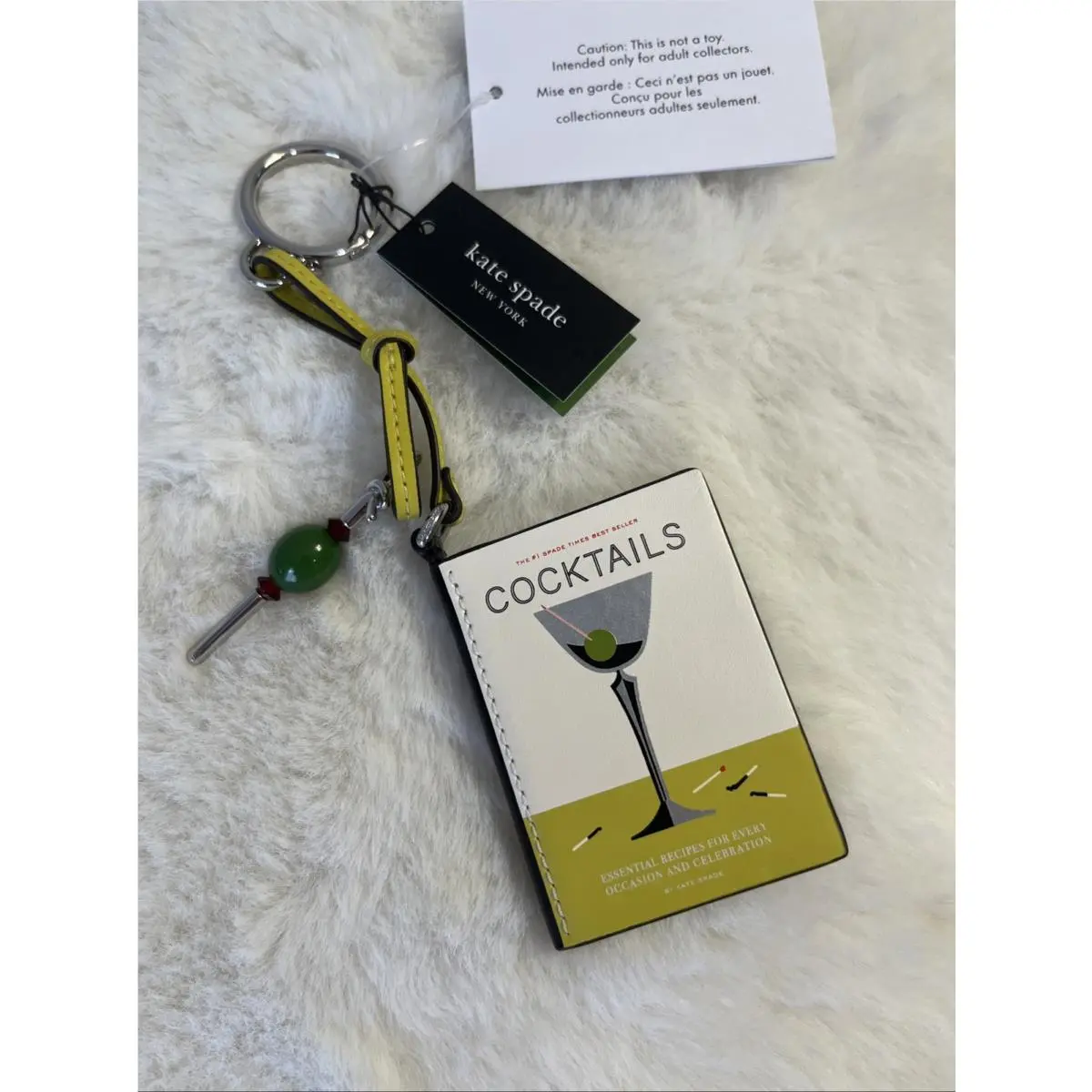 Kate Spade Charmed Leather Cocktail Book Bag Charm Key Fob