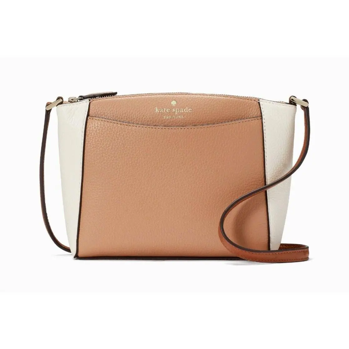 New Kate Spade Monica Pebbled Leather Crossbody Light Fawn Multi with Dust Bag