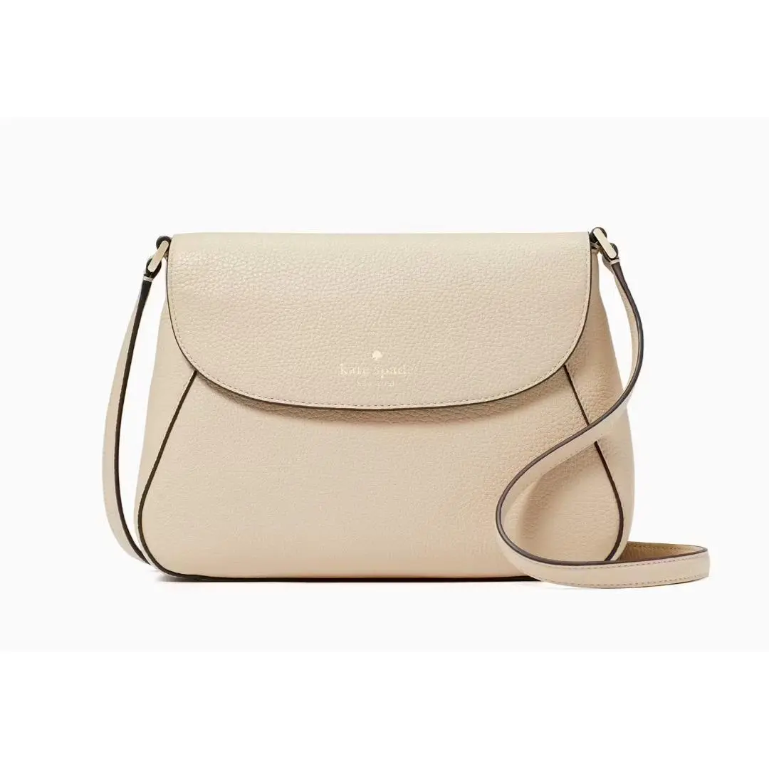 New Kate Spade Monica Flap Crossbody Leather Light Sand with Dust Bag