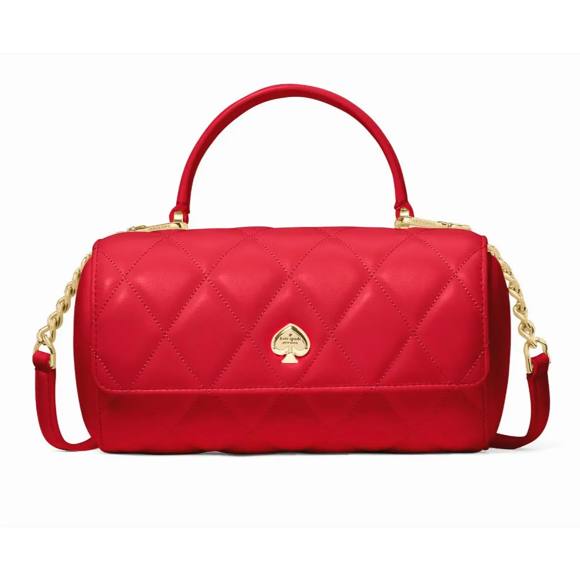 New Kate Spade Heart Barrel Quilted Crossbody Ruby Red with Dust Bag