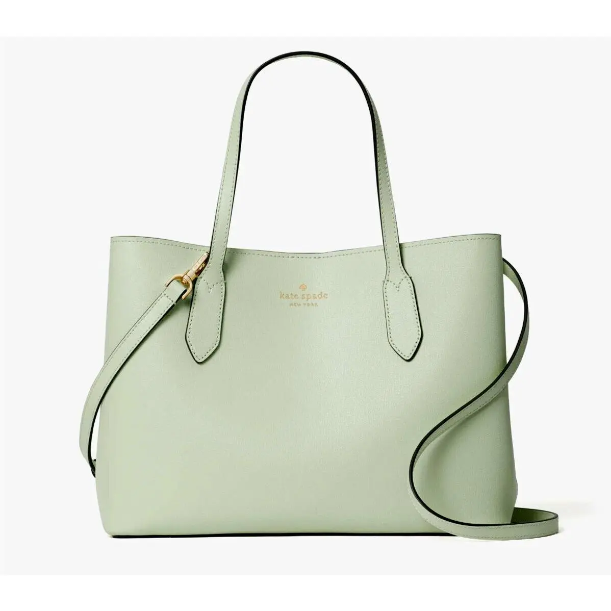 New Kate Spade Harper Satchel Grain Leather Light Olive with Dust Bag