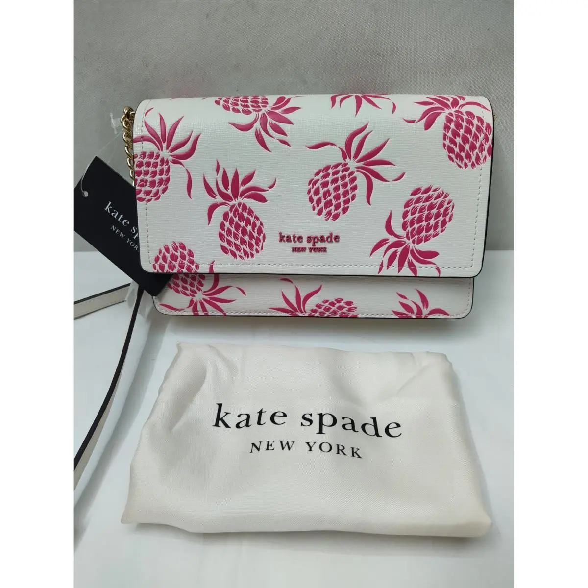 Kate Spade Morgan Cream Multicolor Leather Pineapples Crossbody Bag