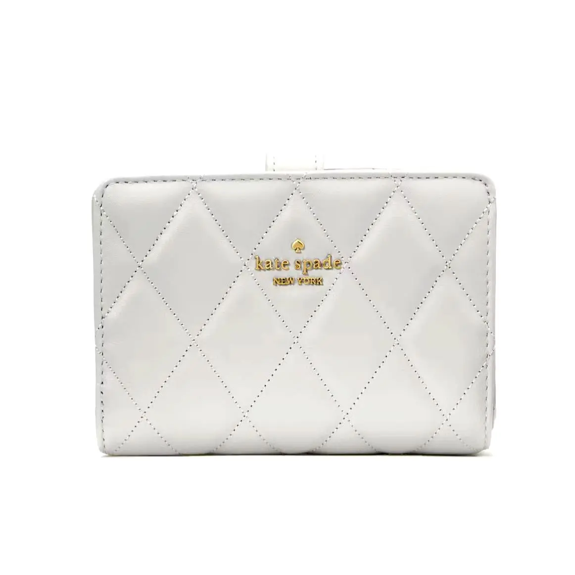 New Kate Spade Carey Medium Bifold Wallet Smooth Quilted Leather Stone Path