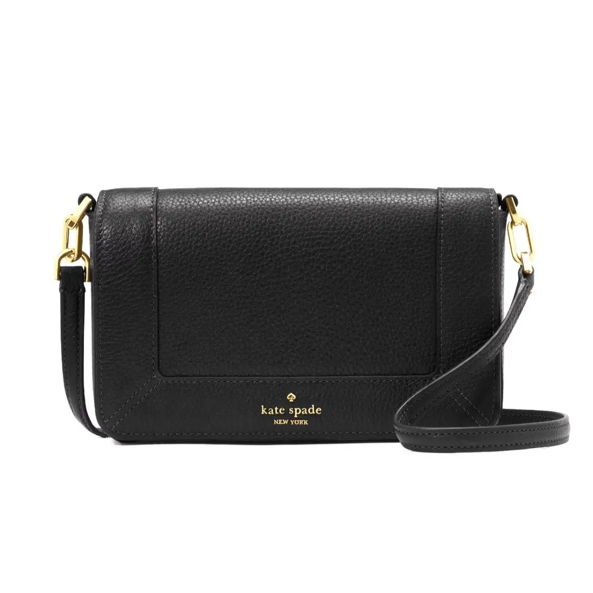 New Kate Spade Lena Mini Flap Crossbody Pebble Leather Black